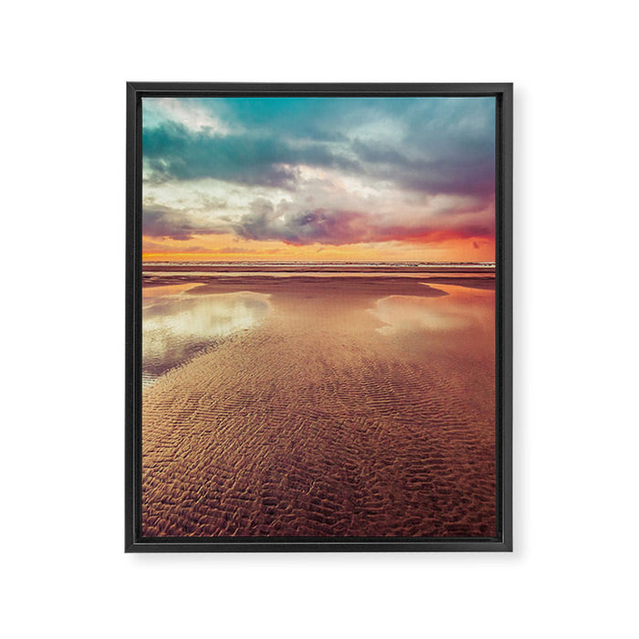 Beach Love Ocean Sunset Framed Canvas Print Gallery Image 1