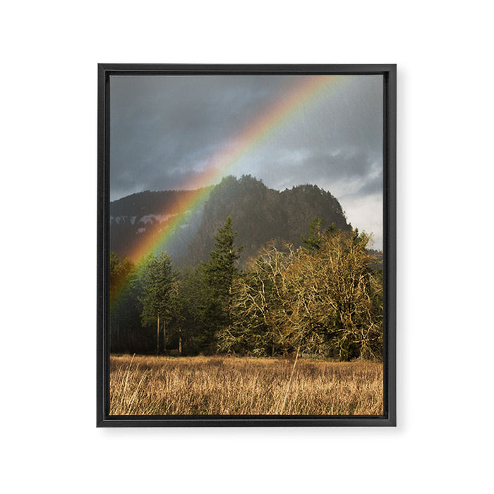 Beacon Rock Rainbow Nature Photography Framed Canvas Print Gallery Image 1