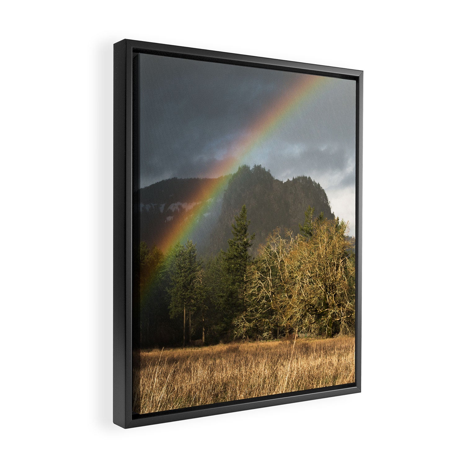 Beacon Rock Rainbow Nature Photography Framed Canvas Print Gallery Image 2