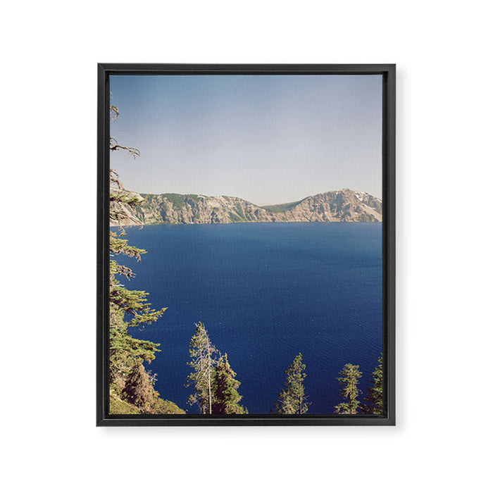 Beautiful Blue Crater Lake Framed Canvas Print Gallery Image 1