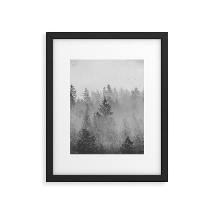 Black and White Forest Abstract Framed Art Print Gallery Image 1