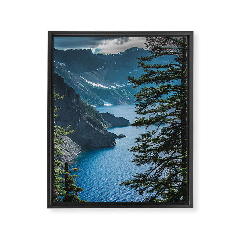 Blue Crater Lake Oregon in Summer Framed Canvas Print Gallery Image 6