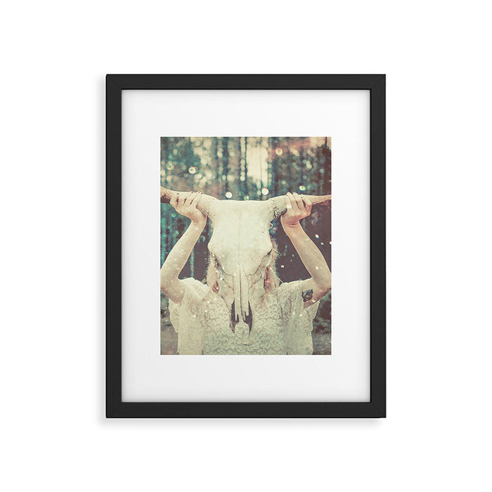 Bull Skull Tribal Woman Framed Art Print Gallery Image 1