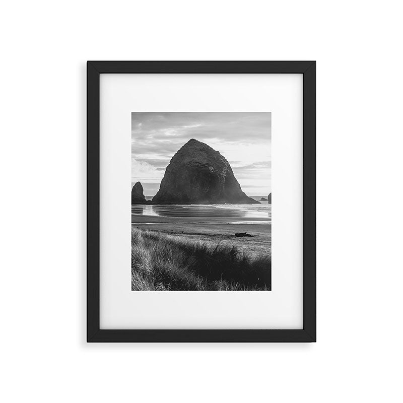 Cannon Beach Sunset - Black and White Nature Photography Framed Art Print Gallery Image 5