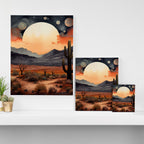 Desert Nights - Cactus Moon Illustration Canvas Print Gallery Image 3