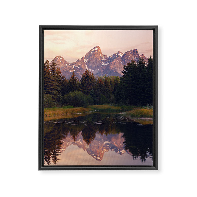 Grand Teton Mountain Sunrise - Schwabacher Landing Framed Canvas Print Gallery Image 3