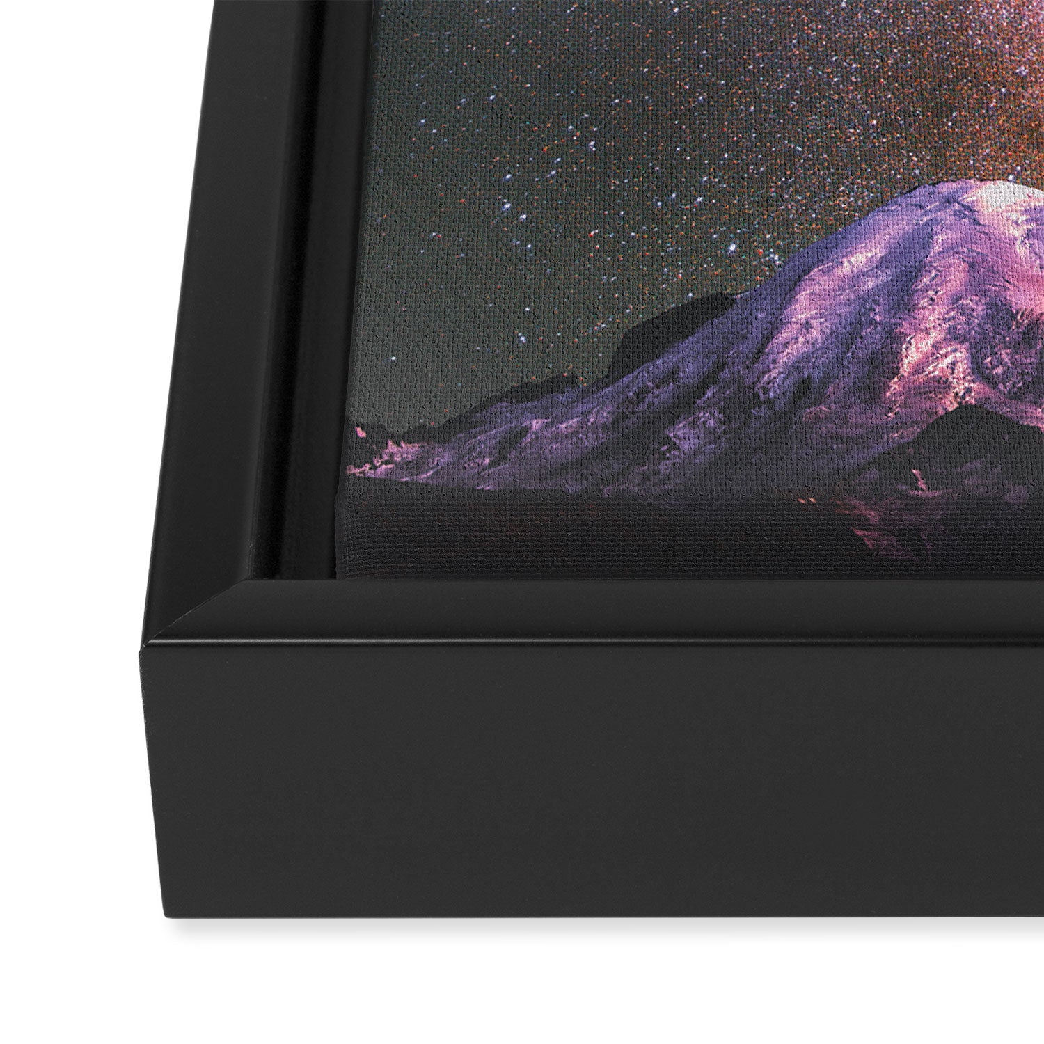 Mount Rainier Under Shooting Stars Framed Canvas Print Gallery Image 3