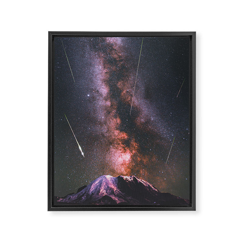 Mount Rainier Under Shooting Stars Framed Canvas Print Gallery Image 6