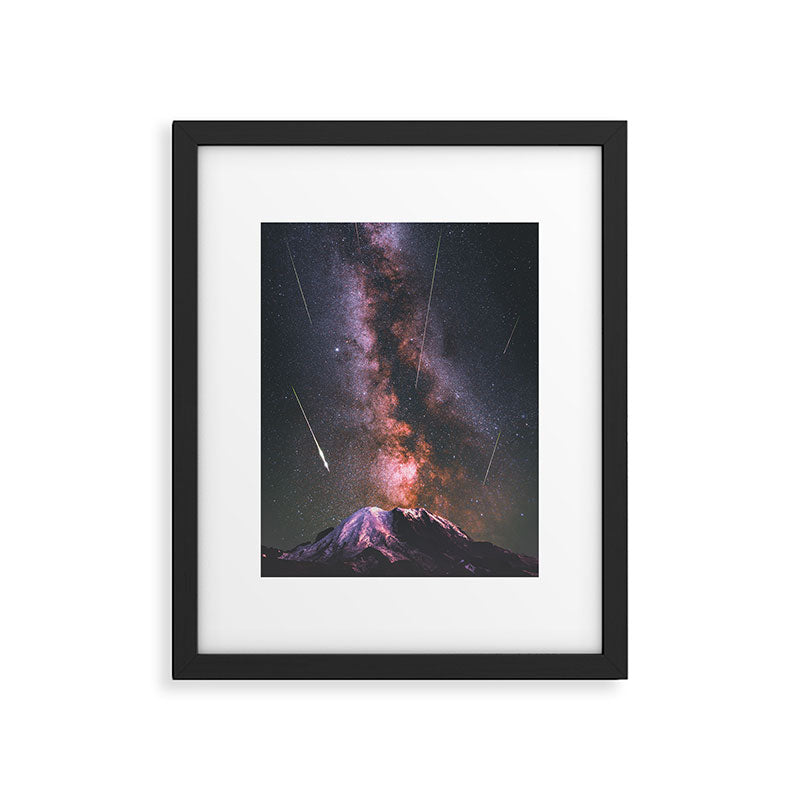 Mount Rainier Under Shooting Stars Framed Art Print Gallery Image 4