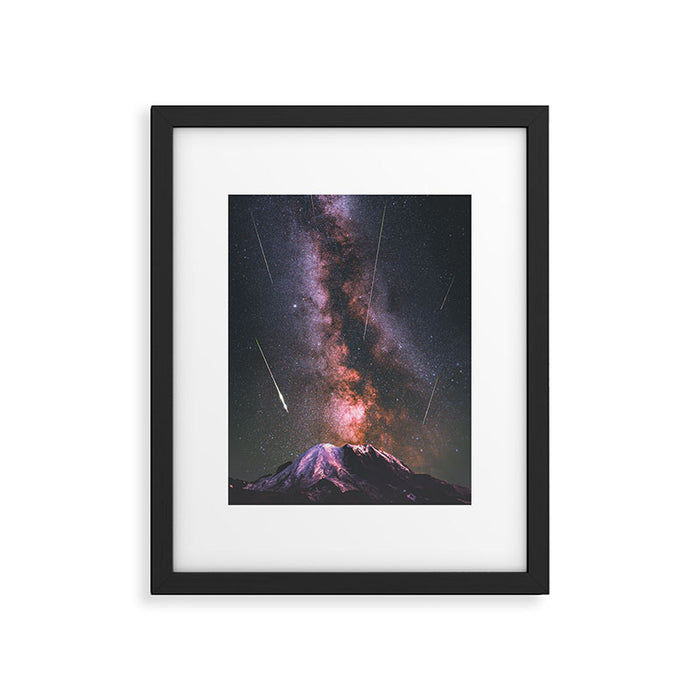 Mount Rainier Under Shooting Stars Framed Art Print Gallery Image 1