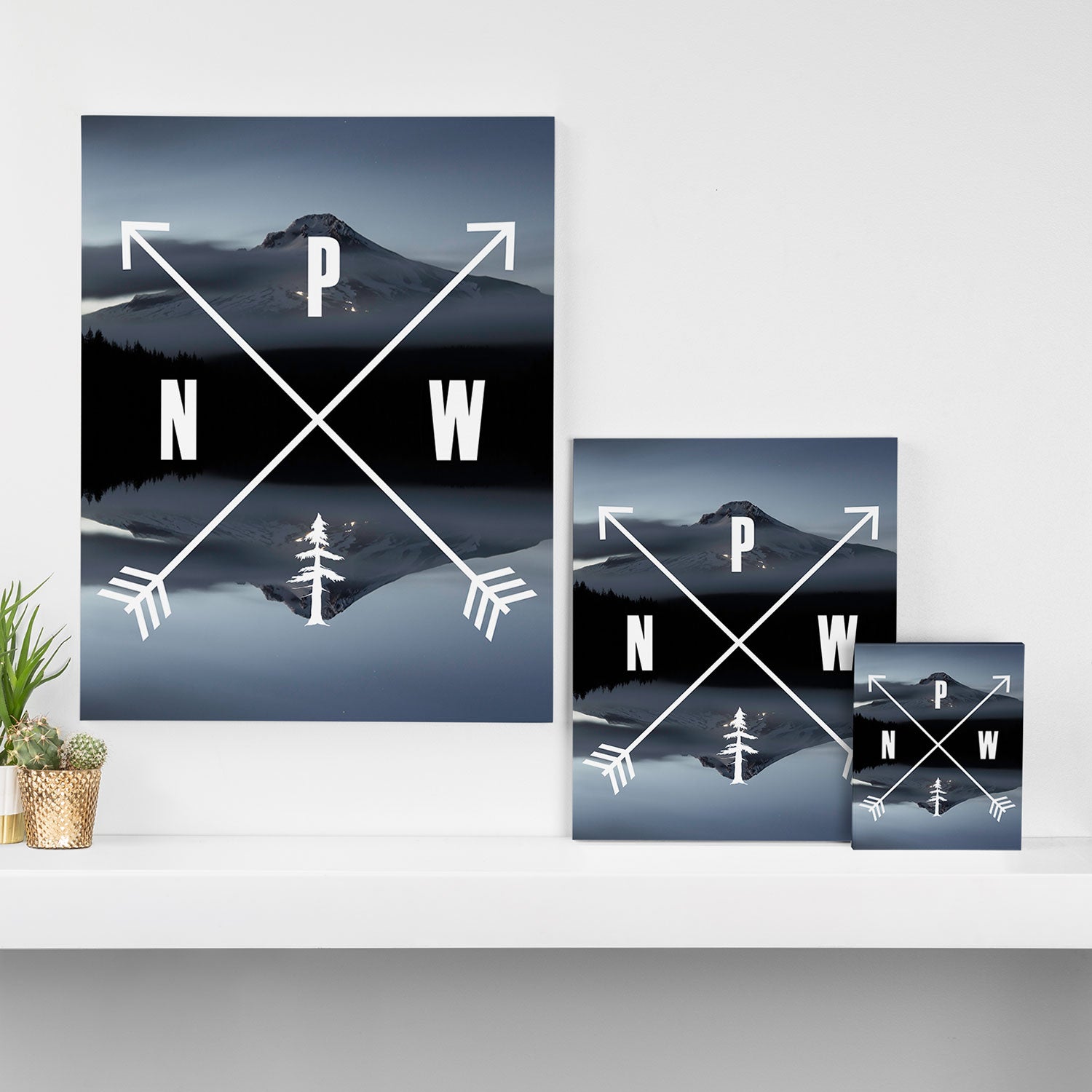 PNW Pacific Northwest Compass - Mt Hood Adventure Canvas Print Gallery Image 3