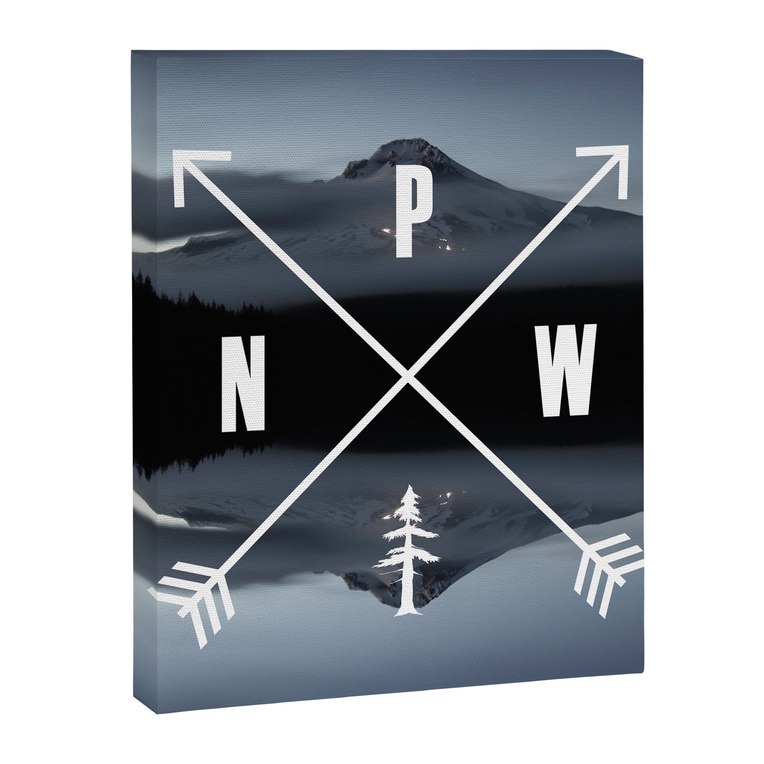 PNW Pacific Northwest Compass - Mt Hood Adventure Canvas Print Gallery Image 3