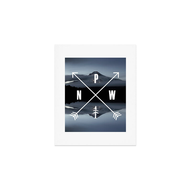 PNW Pacific Northwest Compass - Mt Hood Adventure Art Print Gallery Image 1