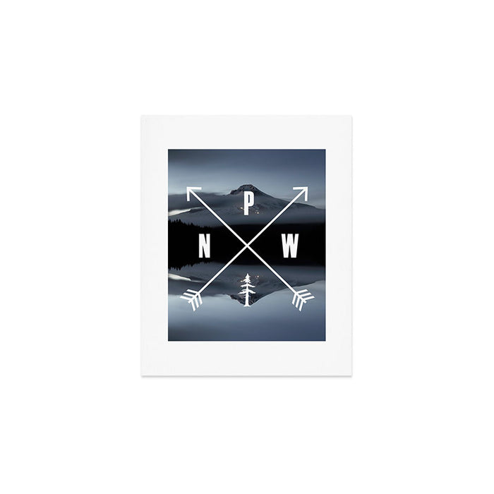 PNW Pacific Northwest Compass - Mt Hood Adventure Art Print Gallery Image 1