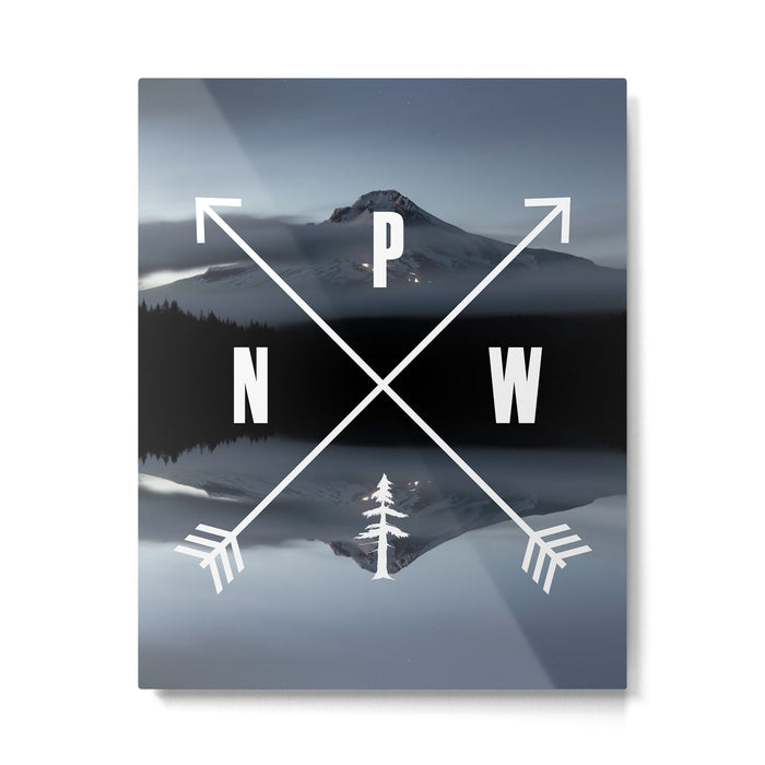 PNW Pacific Northwest Compass - Mt Hood Adventure Metal Print Gallery Image 1