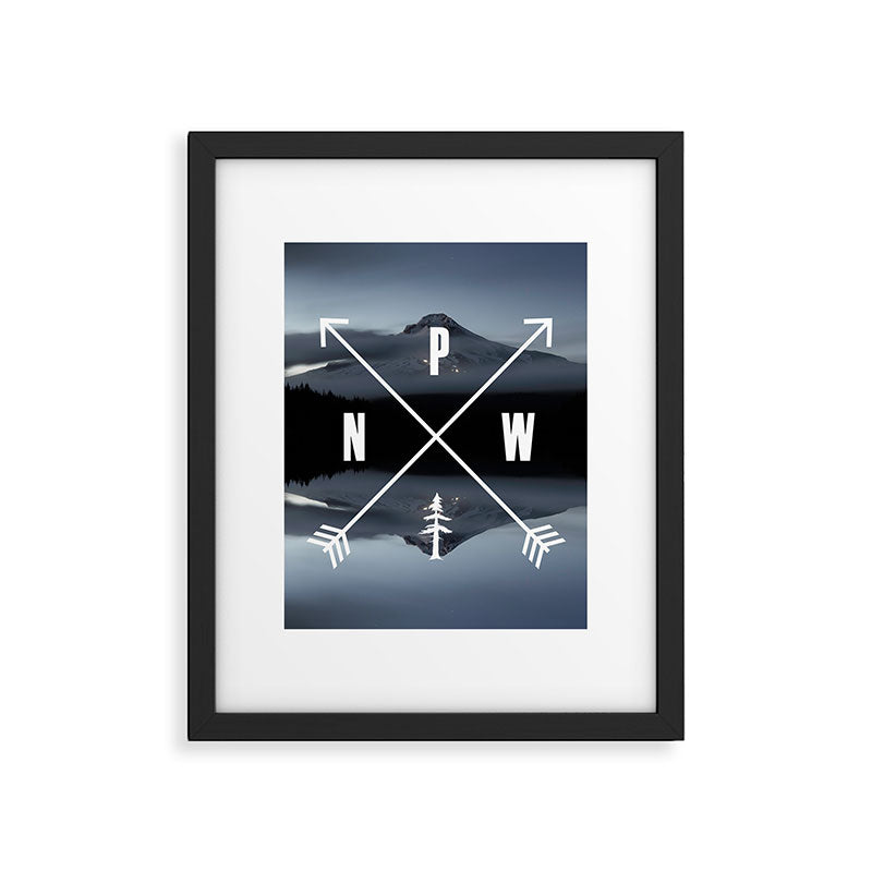 PNW Pacific Northwest Compass - Mt Hood Adventure Framed Art Print Gallery Image 6