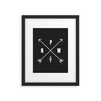 PNW Pacific Northwest Compass - White on Black Minimal Framed Art Print Gallery Image 6