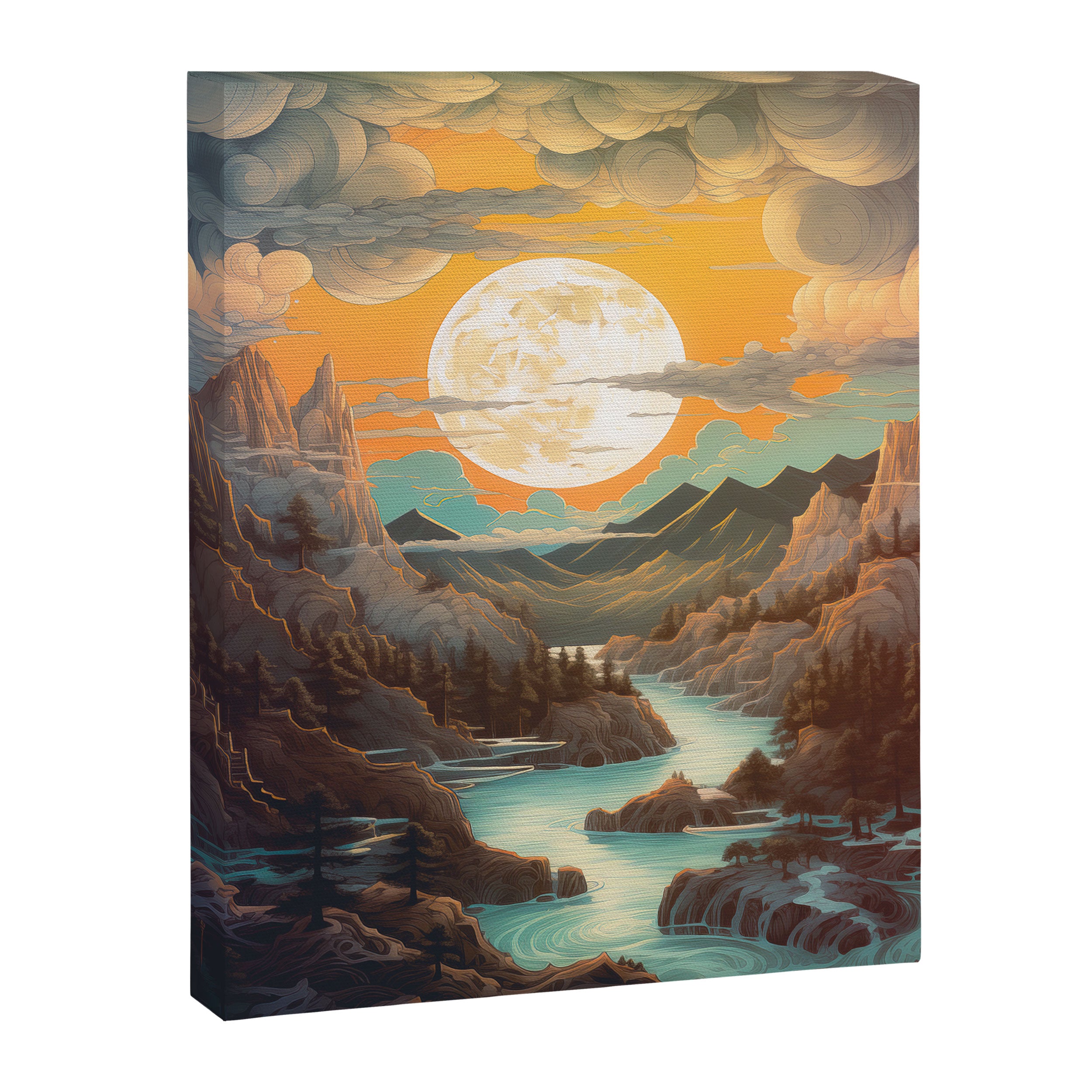Summer Moonrise In The Sierra Mountains Canvas Print Gallery Image 3