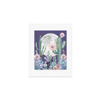 Desert Cactus Full Moon Succulent Garden on Purple Art Print Gallery Image 1
