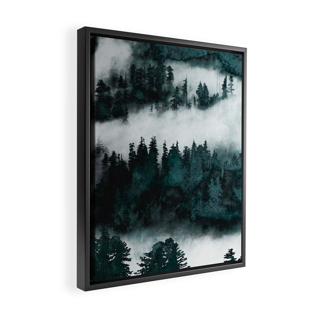 Foggy Forest Fun - Turquoise Mountains Framed Canvas Print Gallery Image 2