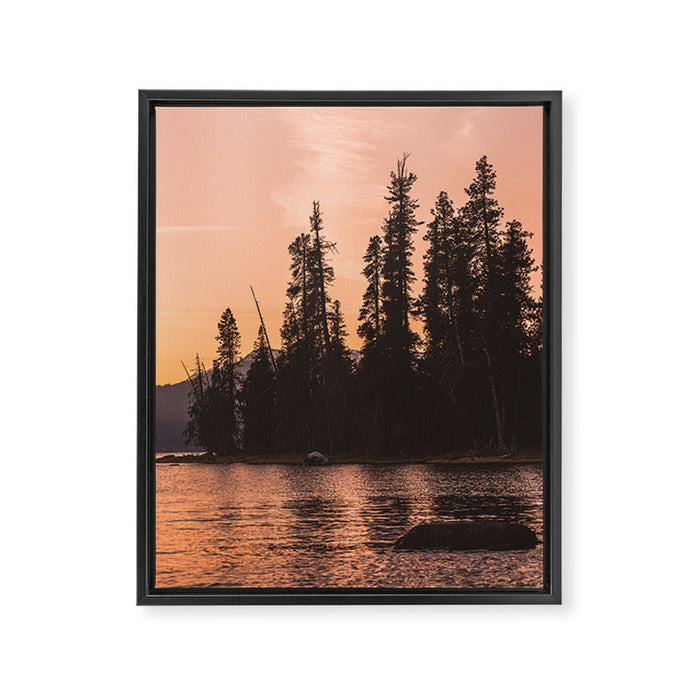 Forest Island at the Lake - Nature Photography Framed Canvas Print Gallery Image 1