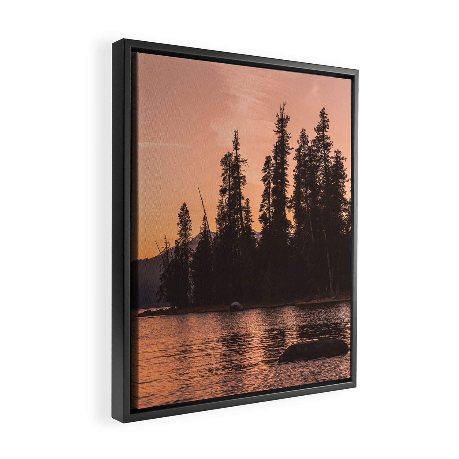Forest Island at the Lake - Nature Photography Framed Canvas Print Gallery Image 2