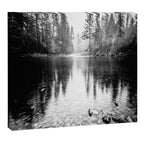 Forest Reflection Lake - Black and White  - Nature Photography Canvas Print Gallery Image 12