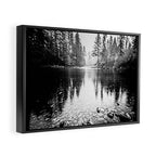 Forest Reflection Lake - Black and White  - Nature Photography Framed Canvas Print Gallery Image 2