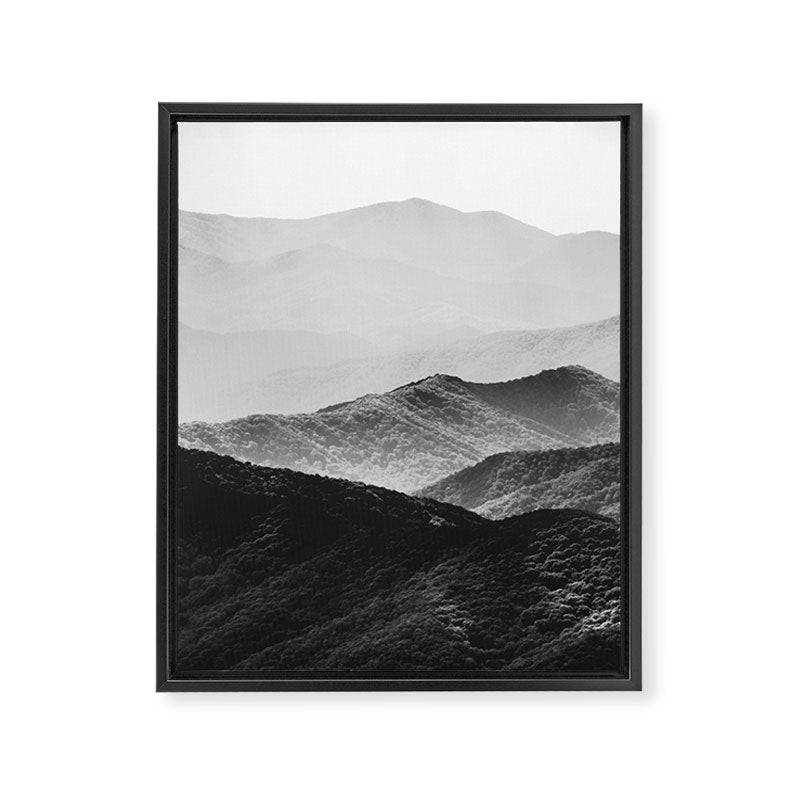 Glimpse - Black and White Mountains Landscape Nature Photography Framed Canvas Print Gallery Image 6
