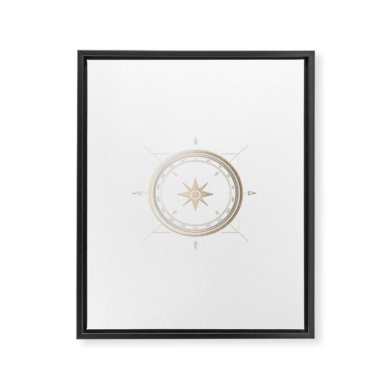 Gold Compass on White II Framed Canvas Print Gallery Image 8