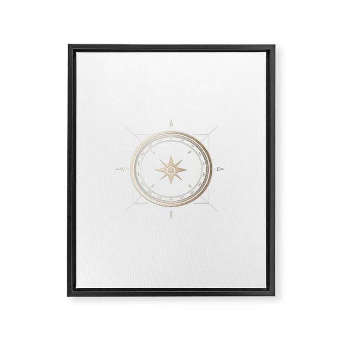 Gold Compass on White II Framed Canvas Print Gallery Image 1