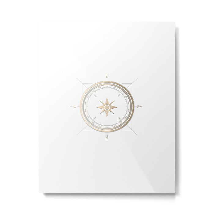 Gold Compass on White II Metal Print Gallery Image 1