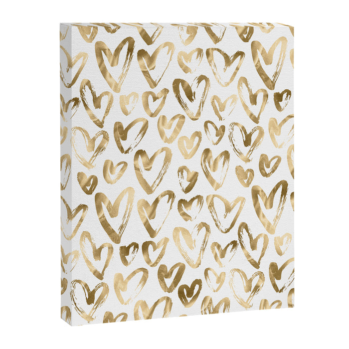 Gold Love Hearts Pattern on White Canvas Print Gallery Image 1