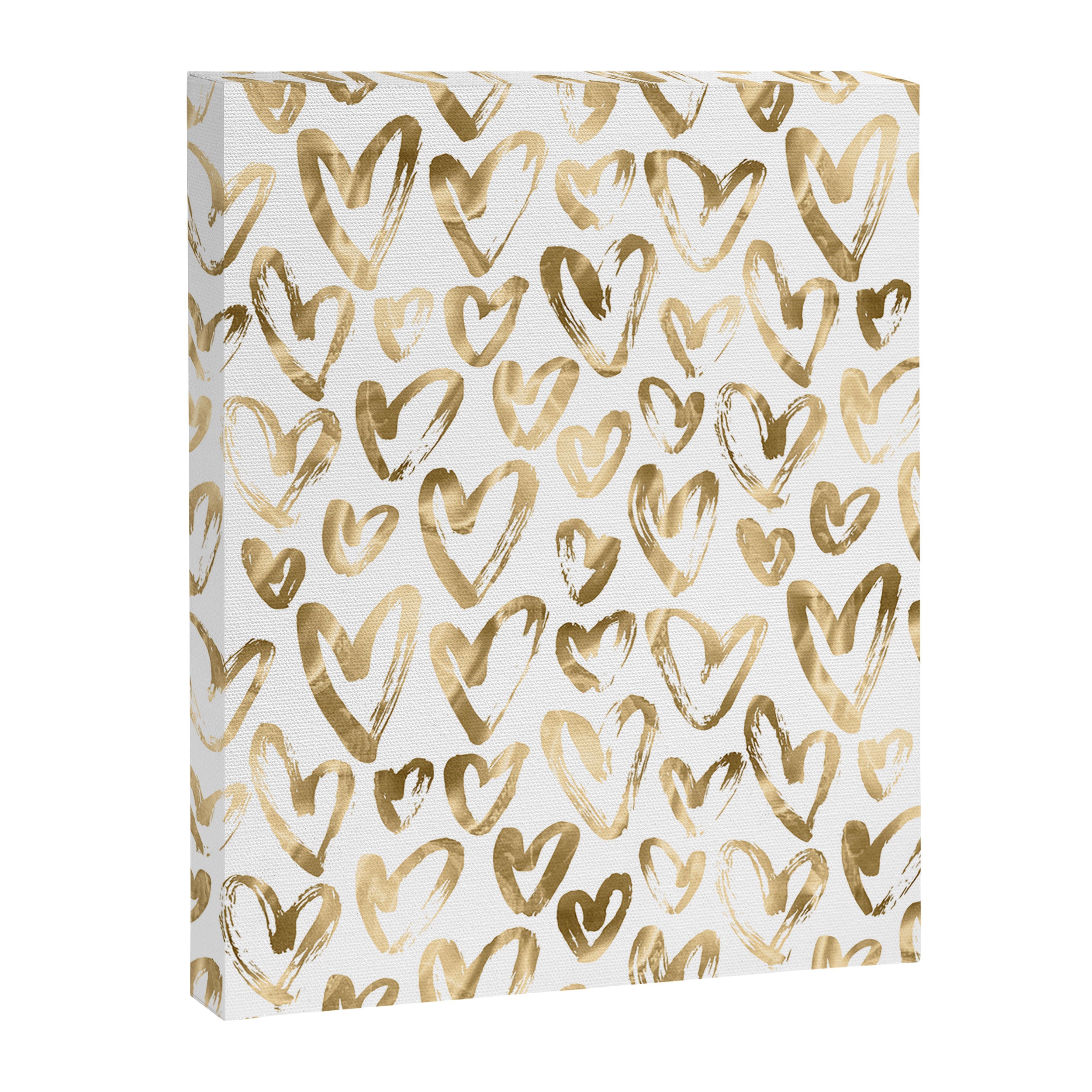 Gold Love Hearts Pattern on White Canvas Print Gallery Image 6