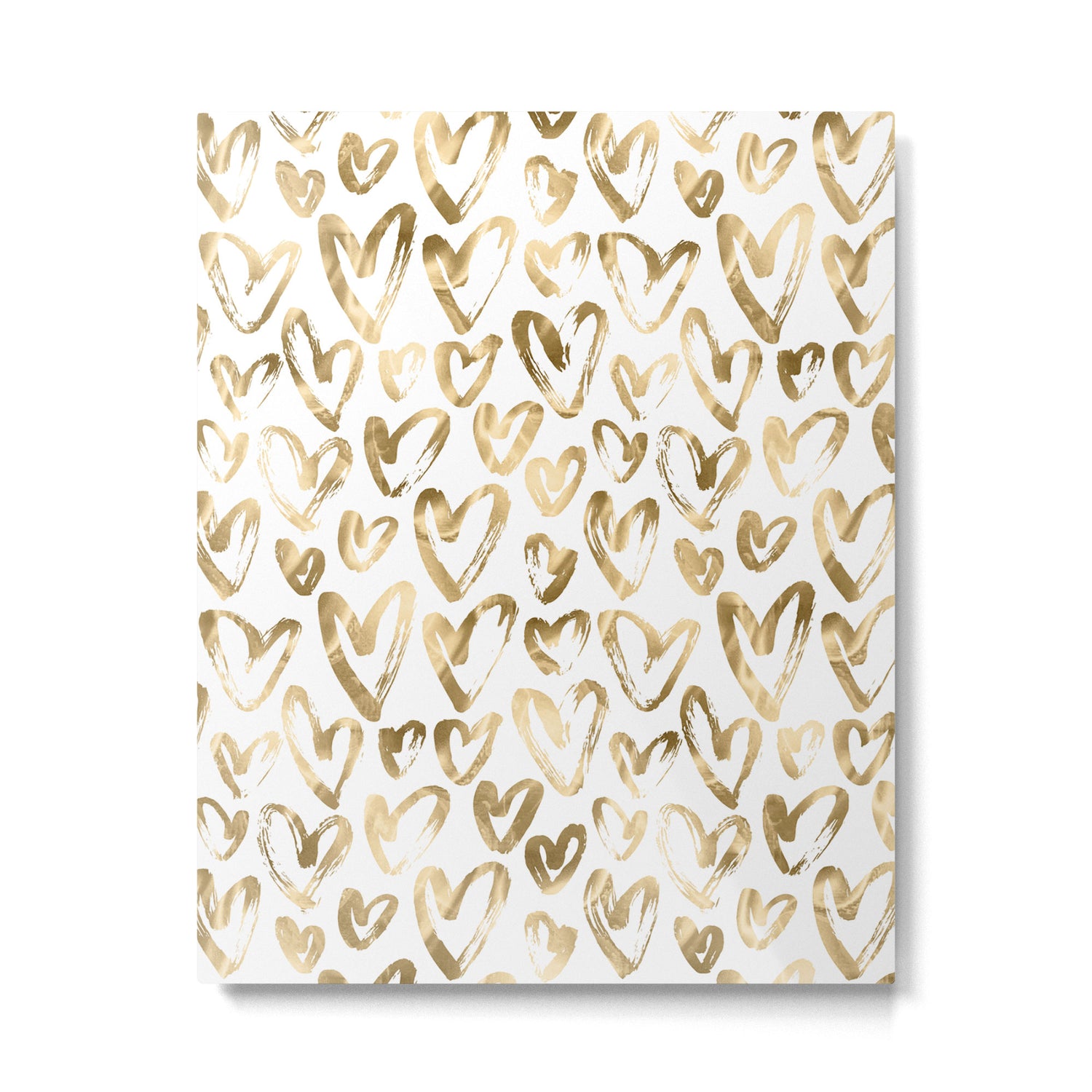 Gold Love Hearts Pattern on White Metal Print Gallery Image 4