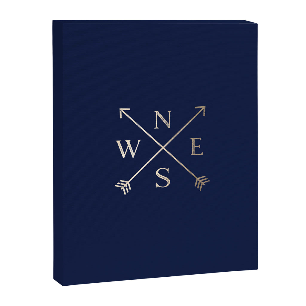 Gold on Navy Blue Compass Canvas Print Gallery Image 8
