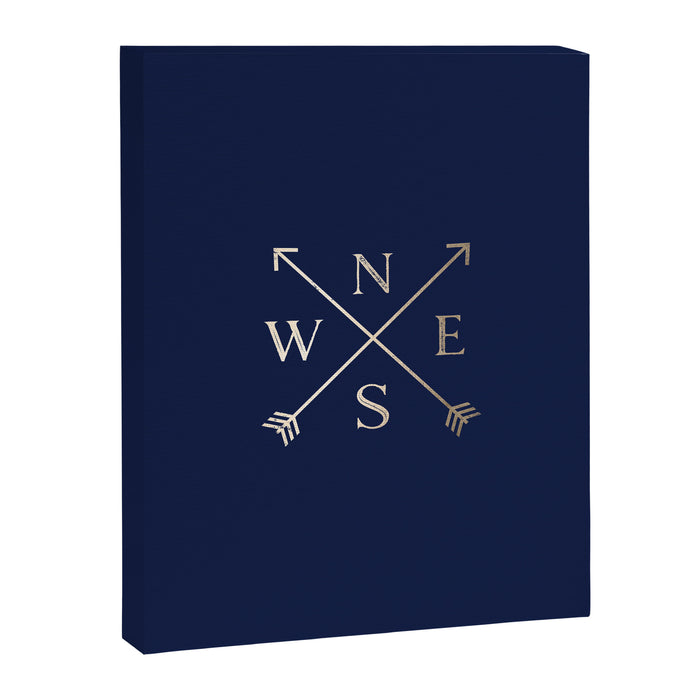 Gold on Navy Blue Compass Canvas Print Gallery Image 1