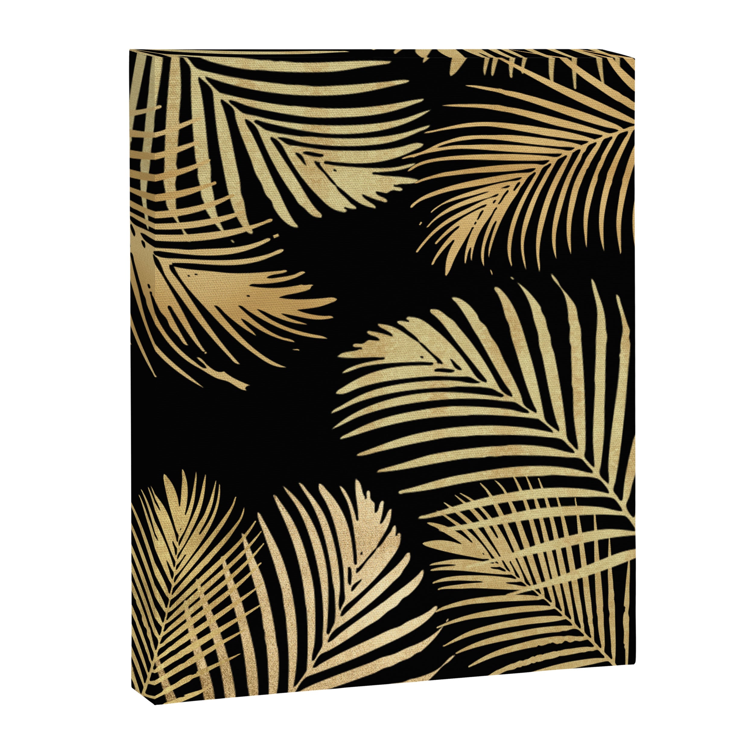 Gold Palm Leaves on Black Canvas Print Gallery Image 6