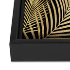 Gold Palm Leaves on Black Framed Canvas Print Gallery Image 3