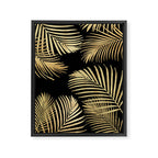 Gold Palm Leaves on Black Framed Canvas Print Gallery Image 6