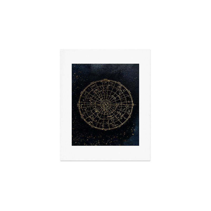 Golden Star Map Art Print Gallery Image 1