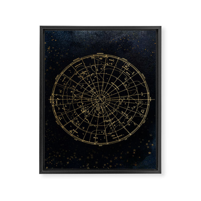 Golden Star Map Framed Canvas Print Gallery Image 1