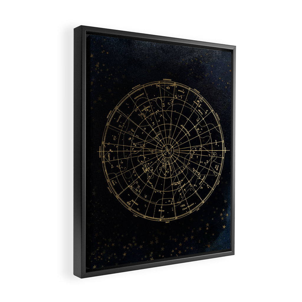 Golden Star Map Framed Canvas Print Gallery Image 2