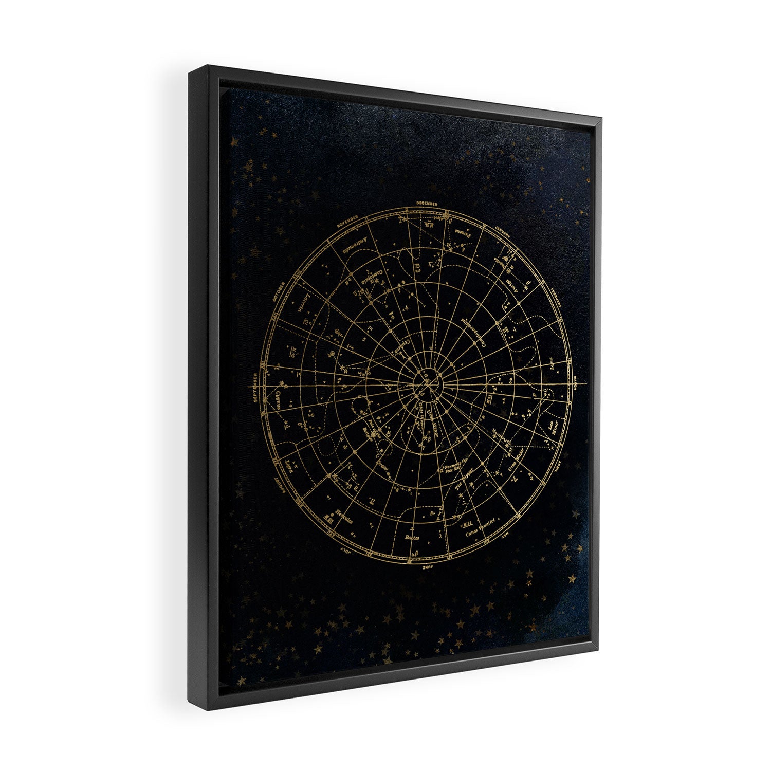 Golden Star Map Framed Canvas Print Gallery Image 2
