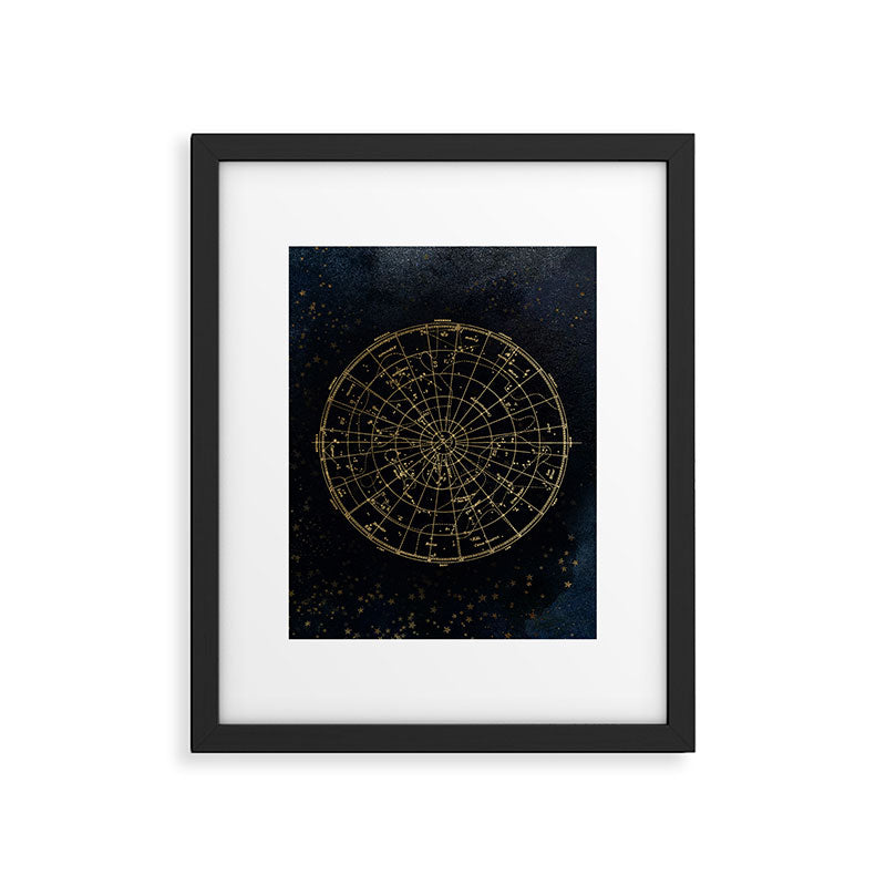 Golden Star Map Framed Art Print Gallery Image 6