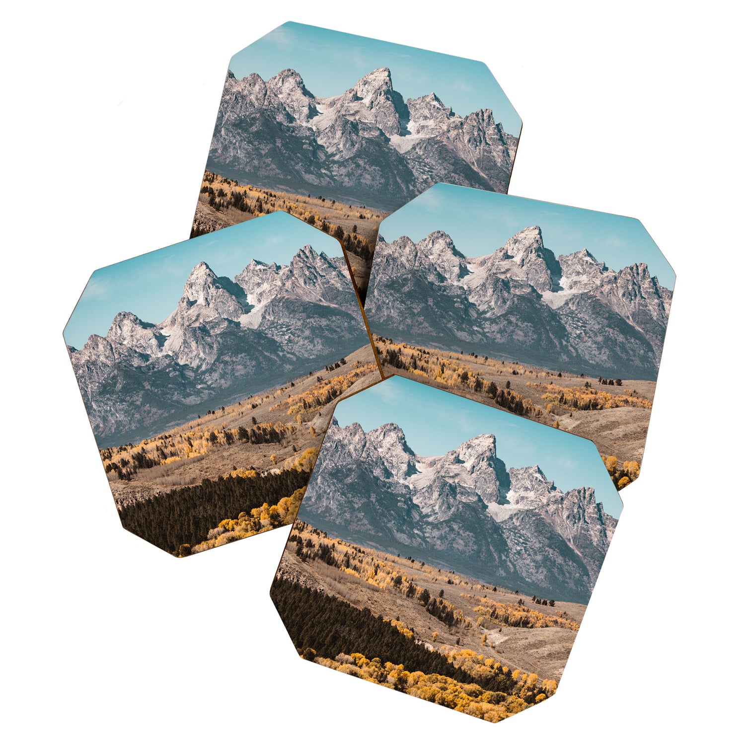 Grand Teton National Park Autumn Aspen Landscape Coaster Gallery Image 1