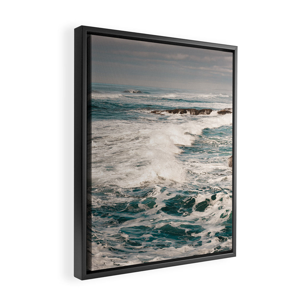 Green Tropical Beach Waves Ocean Adventure Framed Canvas Print Gallery Image 2