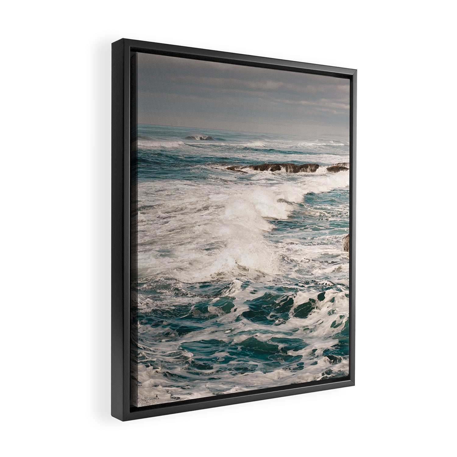 Green Tropical Beach Waves Ocean Adventure Framed Canvas Print Gallery Image 2
