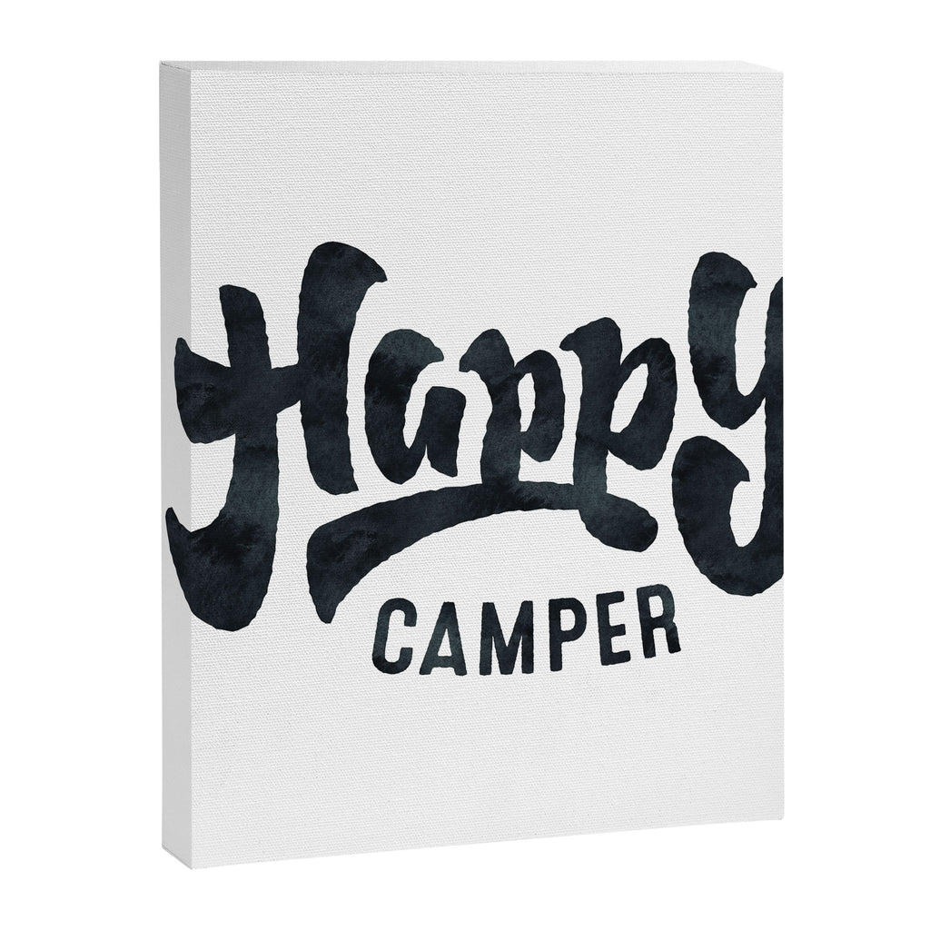 HAPPY CAMPER Black and White Retro Canvas Print Gallery Image 8