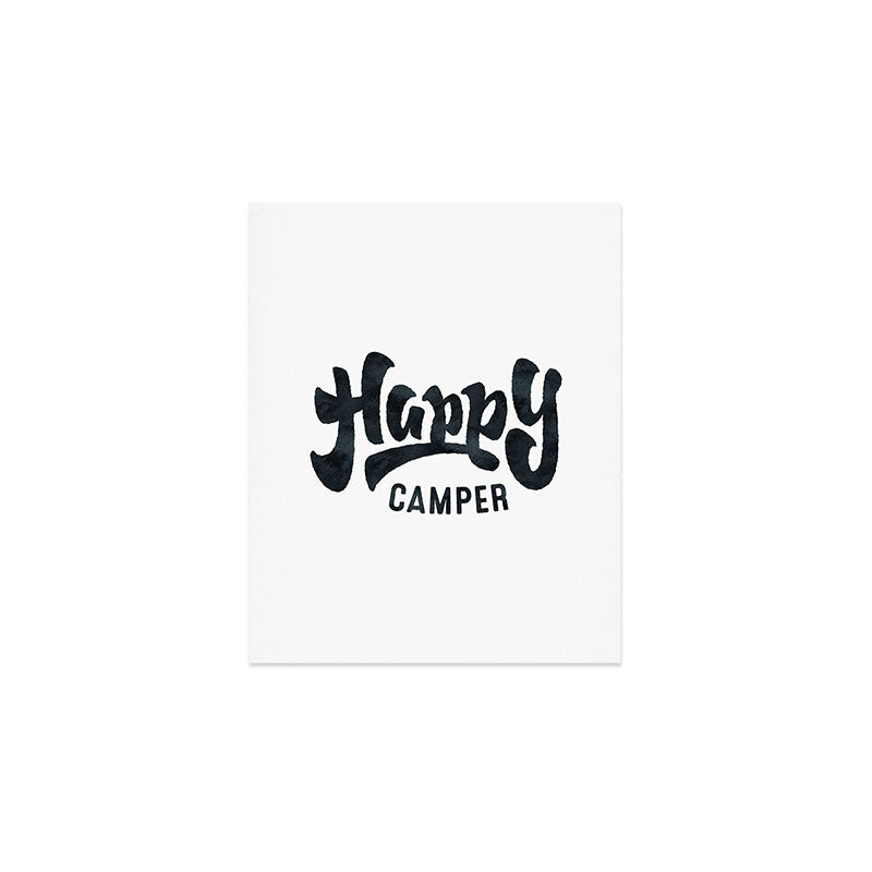 HAPPY CAMPER Black and White Retro Art Print Gallery Image 1